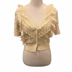 Zara Cream Lace Knit Cardigan